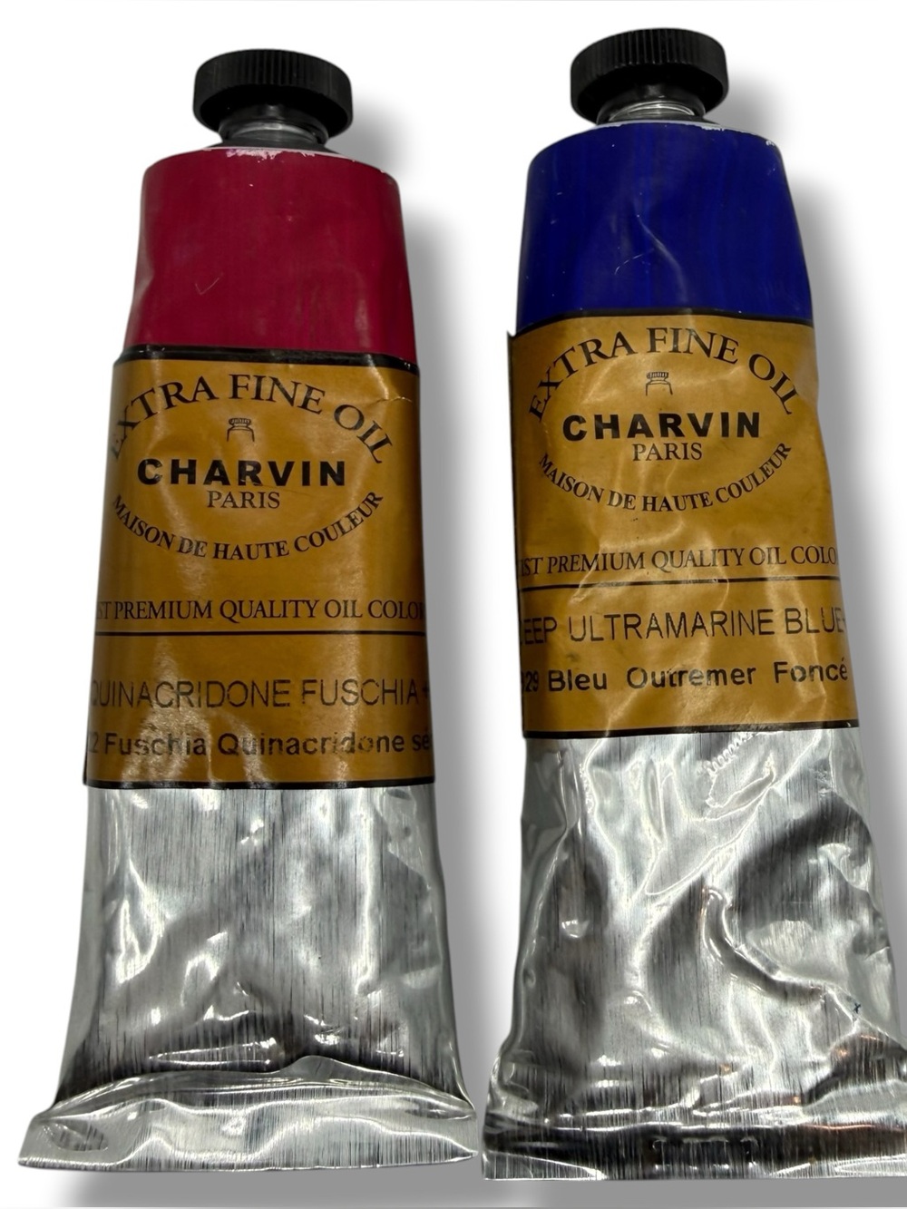 Charvin Extra Fine Oil Paint Quinacridone Fuchsia & Deep Ultramarine Blue 2oz Ea